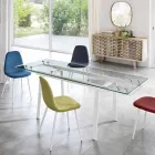 Mesa de comedor moderna de vidrio extensible, L140 / 200x P80 cm, Nardo Viadurini