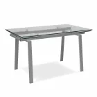 Mesa de comedor moderna de vidrio extensible, L140 / 200x P80 cm, Nardo Viadurini