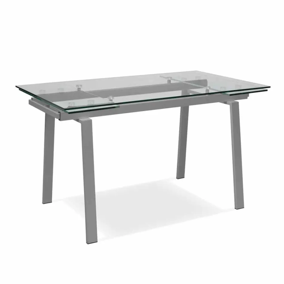 Mesa de comedor moderna de vidrio extensible, L140 / 200x P80 cm, Nardo Viadurini
