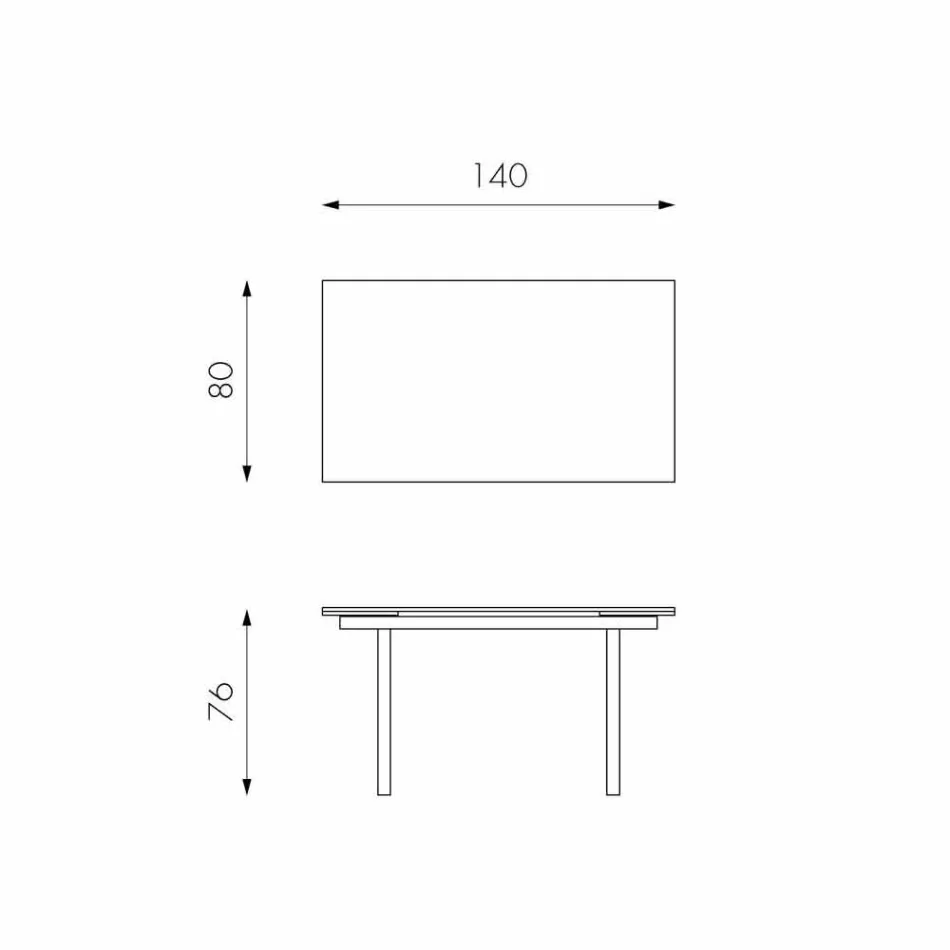 Mesa de comedor moderna de vidrio extensible, L140 / 200x P80 cm, Nardo Viadurini
