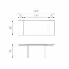 Mesa de comedor moderna de vidrio extensible, L140 / 200x P80 cm, Nardo Viadurini