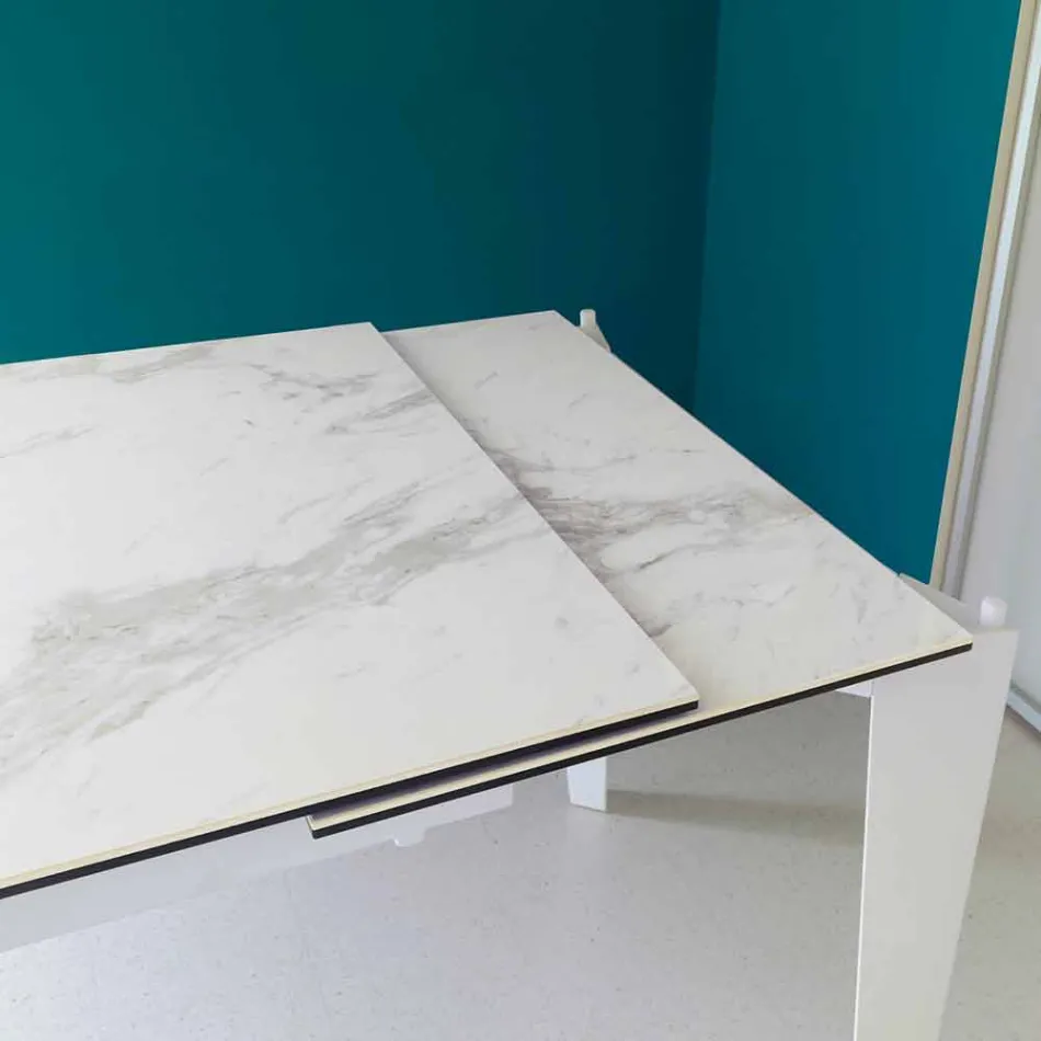 Mesa de comedor extensible de vitrocerámica, 120 / 170xP80 cm, Bino Viadurini