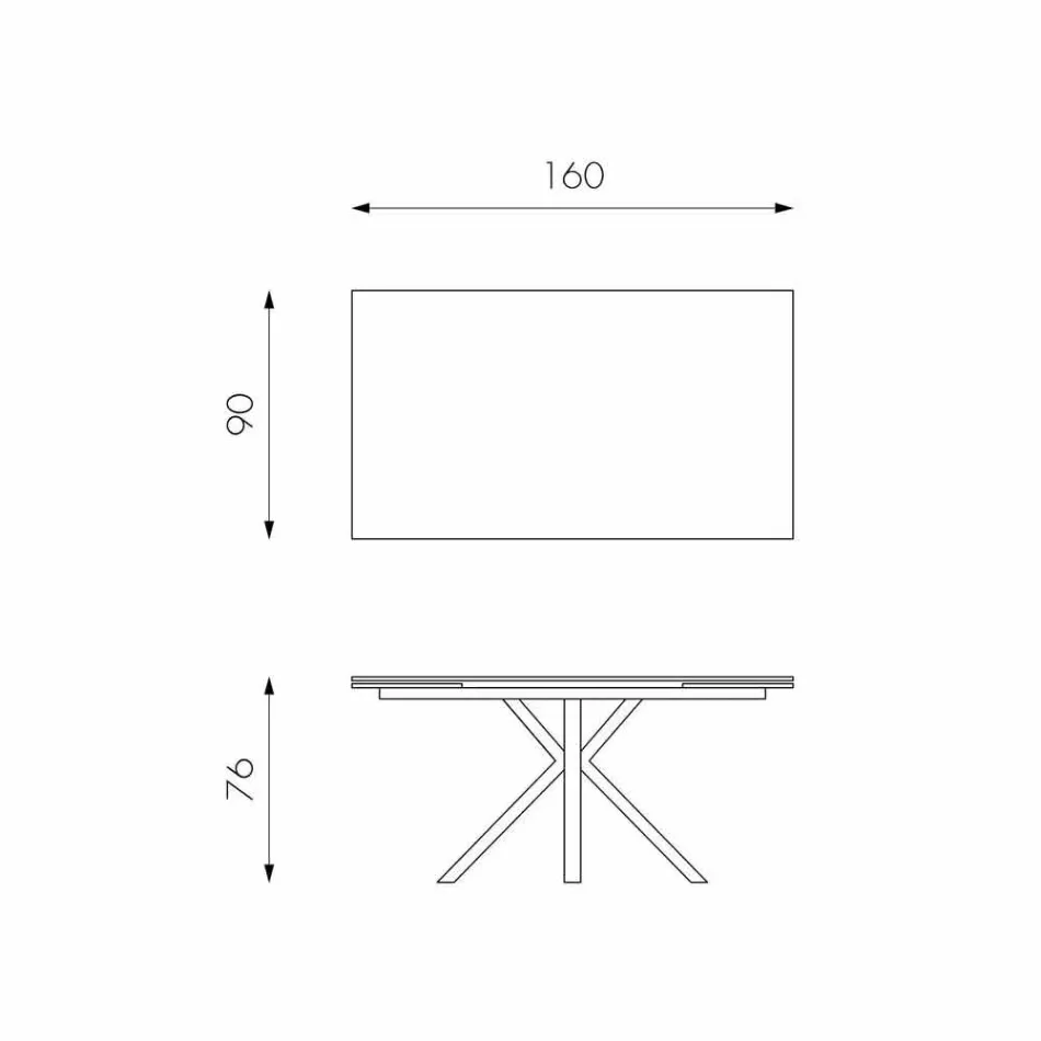 Mesa de comedor extensible de vitrocerámica, l.160 / 240xp.90 cm, Bacco Viadurini