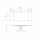 Mesa de comedor extensible de vitrocerámica, l.160 / 240xp.90 cm, Bacco Viadurini