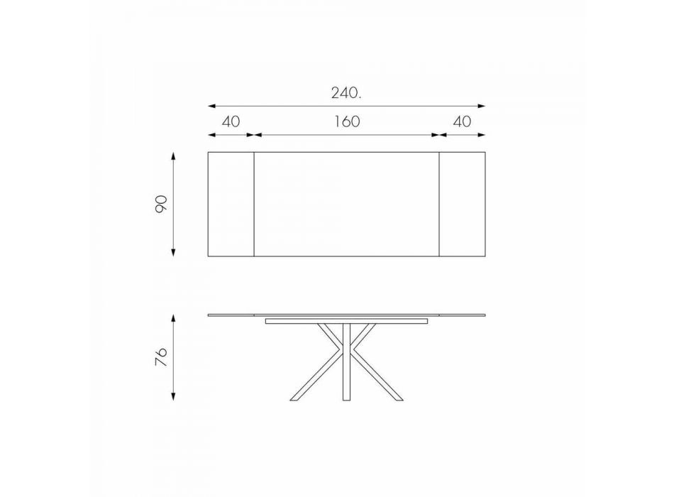 Mesa de comedor extensible de vitrocerámica, l.160 / 240xp.90 cm, Bacco Viadurini