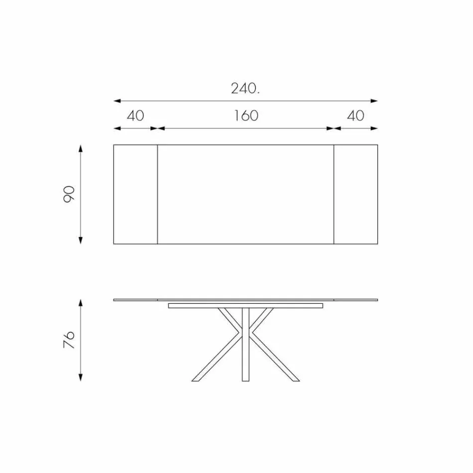 Mesa de comedor extensible de vitrocerámica, l.160 / 240xp.90 cm, Bacco Viadurini