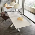 Mesa de comedor extensible de vitrocerámica, l.160 / 240xp.90 cm, Bacco Viadurini