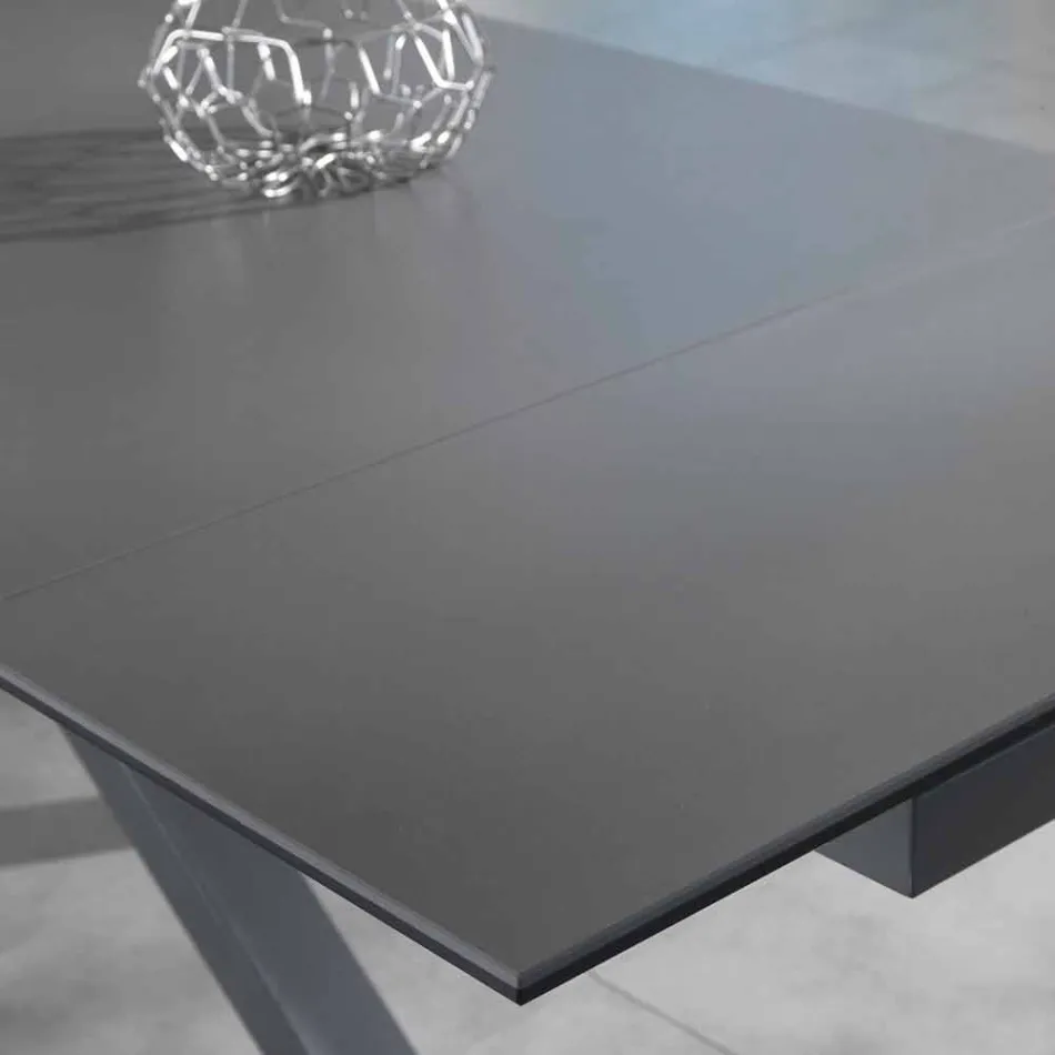 Mesa de comedor extensible de vitrocerámica, l.160 / 240xp.90 cm, Bacco Viadurini