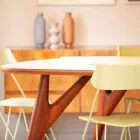 Mesa de comedor artesanal en Hpl y caoba maciza Made in Italy - Roble Viadurini