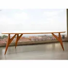 Mesa de comedor artesanal en Hpl y caoba maciza Made in Italy - Roble Viadurini