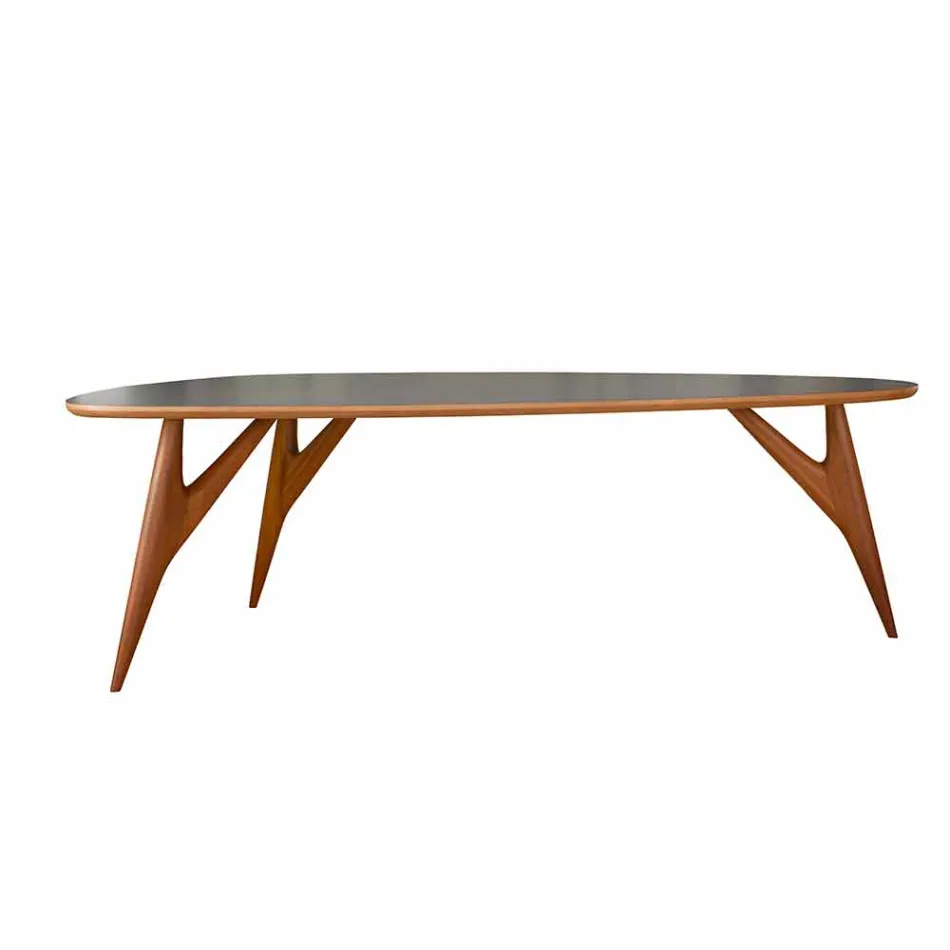 Mesa de comedor artesanal en Hpl y caoba maciza Made in Italy - Roble Viadurini