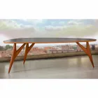 Mesa de comedor artesanal en Hpl y caoba maciza Made in Italy - Roble Viadurini