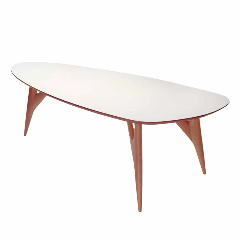 Mesa de comedor artesanal en Hpl y caoba maciza Made in Italy - Roble Viadurini