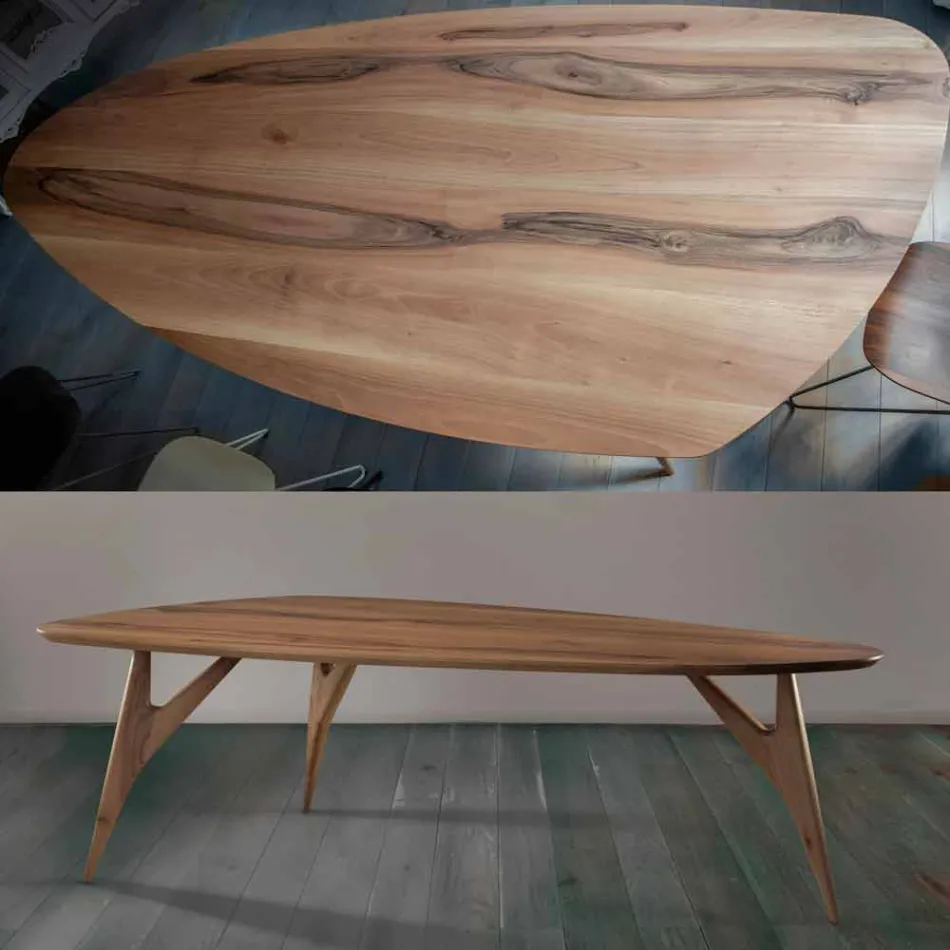 Mesa de comedor artesanal en madera maciza de nogal Made in Italy - Nocino Viadurini