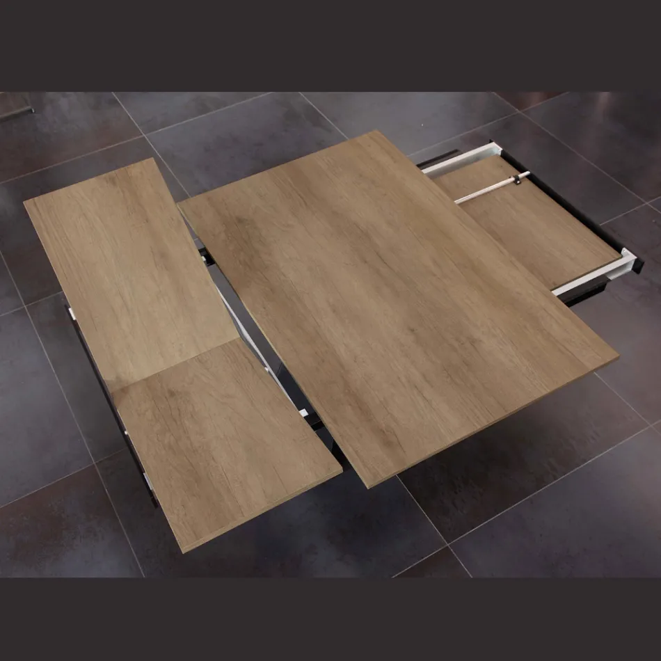 Mesa de Comedor que se Extiende y Ensancha en Melamina y Metal - Devendra Viadurini