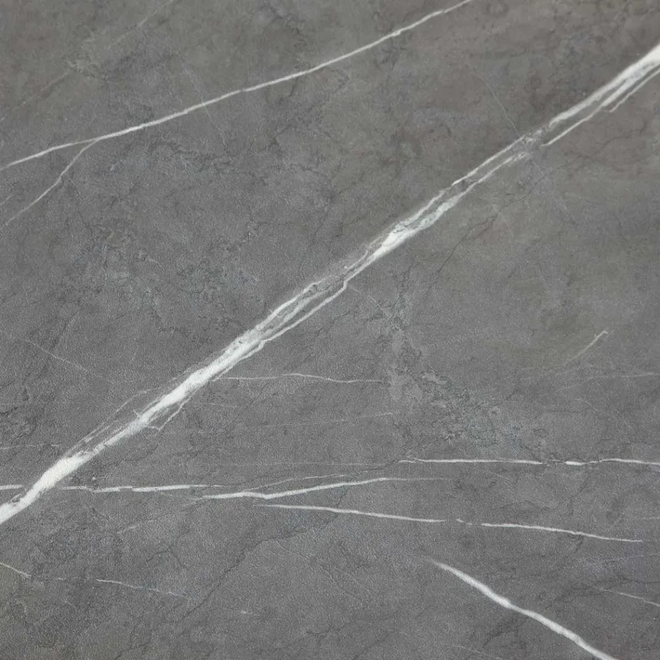 Mesa de Comedor que se Extiende y Ensancha en Melamina y Metal - Devendra Viadurini