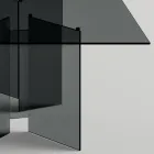 Mesa de comedor con base y tapa rectangular de vidrio Made in Italy - Thommy Viadurini
