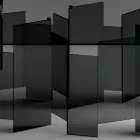 Mesa de comedor con base y tapa rectangular de vidrio Made in Italy - Thommy Viadurini