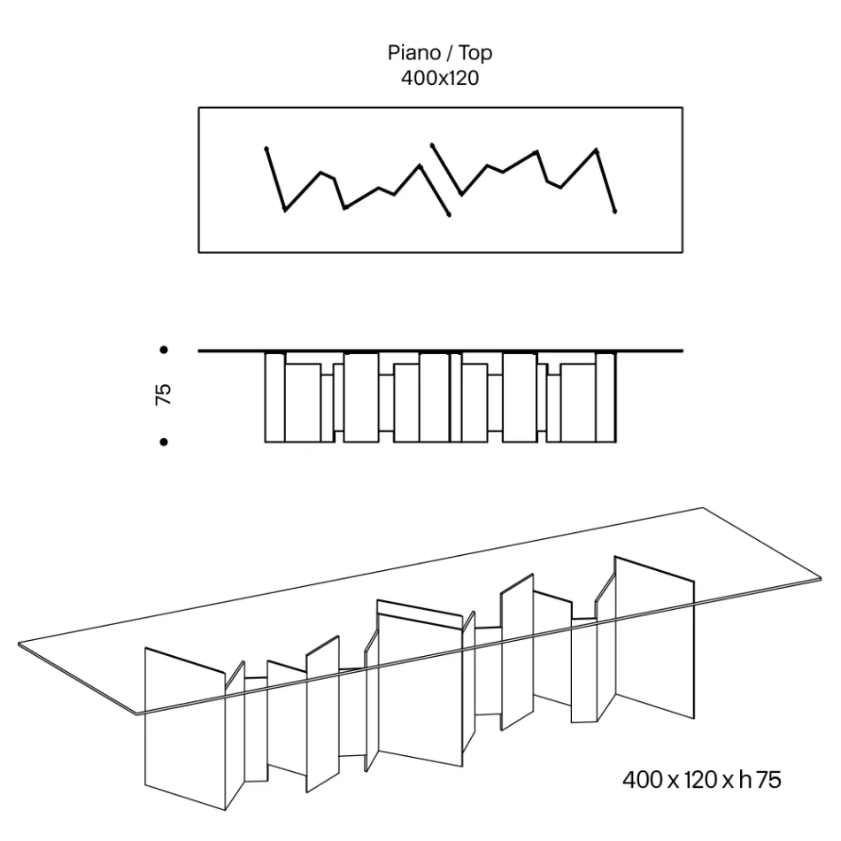 Mesa de comedor con base y tapa rectangular de vidrio Made in Italy - Thommy Viadurini