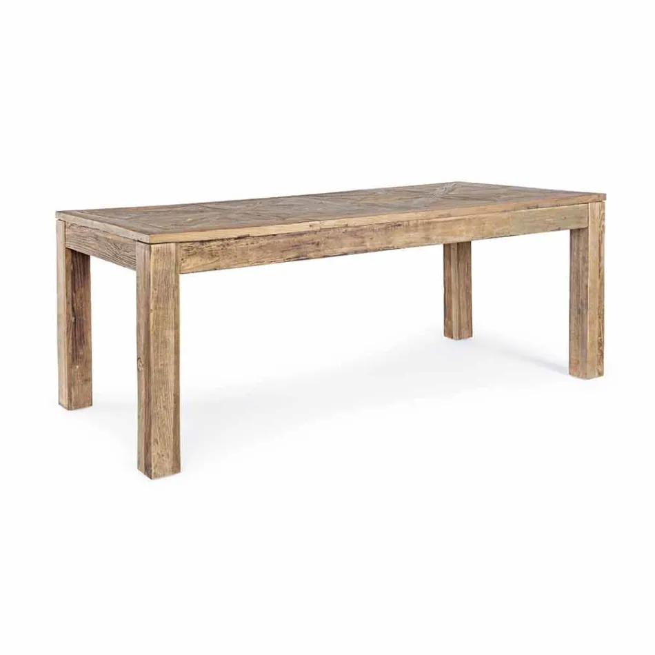 Mesa de comedor Homemotion con tablero y patas en madera de olmo - Olmo Viadurini