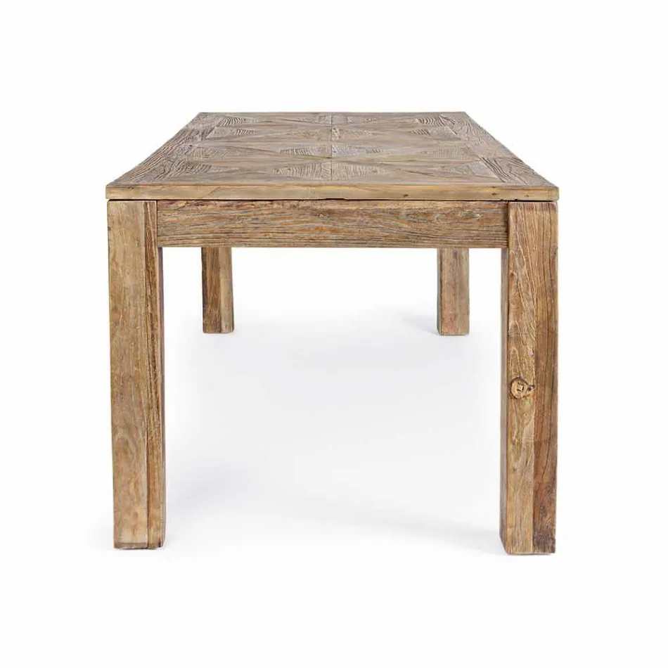 Mesa de comedor Homemotion con tablero y patas en madera de olmo - Olmo Viadurini