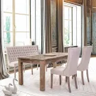 Mesa de comedor Homemotion con tablero y patas en madera de olmo - Olmo Viadurini