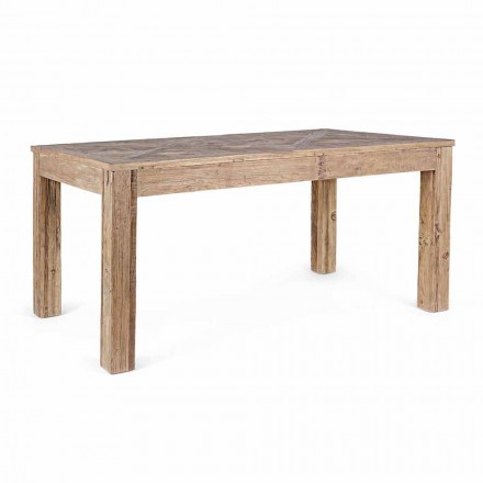 Mesa de comedor Homemotion con tablero y patas en madera de olmo - Olmo Viadurini