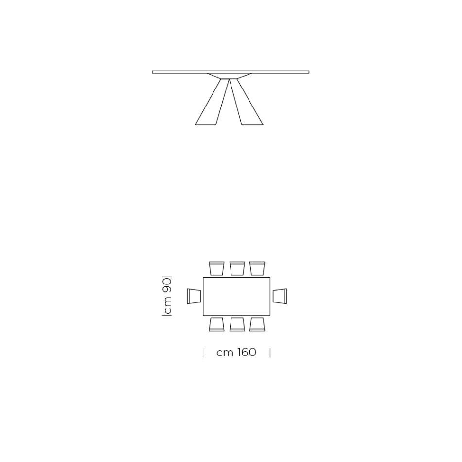 Mesa de Comedor con Tapa Fenix y Base de Acero Made in Italy - Dálmata Viadurini
