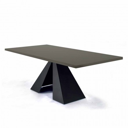 Mesa de Comedor con Tapa Fenix y Base de Acero Made in Italy - Dálmata Viadurini
