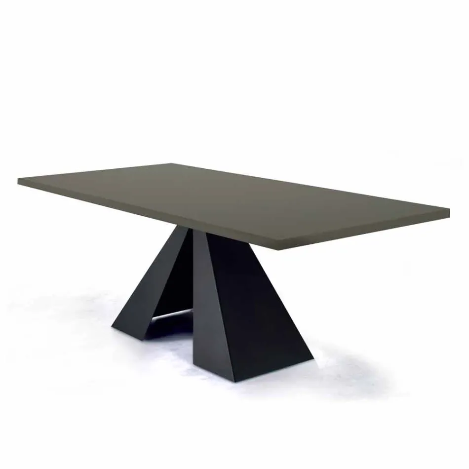 Mesa de Comedor con Tapa Fenix y Base de Acero Made in Italy - Dálmata Viadurini