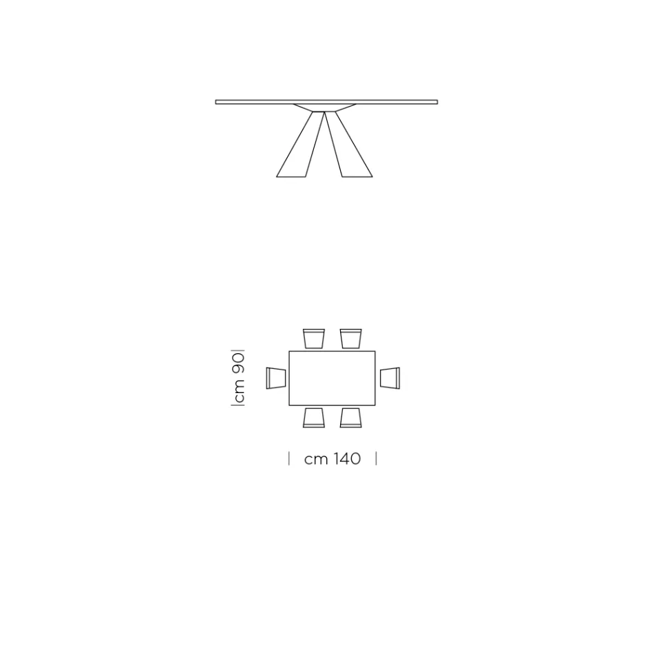Mesa de Comedor con Tapa Fenix y Base de Acero Made in Italy - Dálmata Viadurini