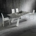 Mesa de comedor con tapa de Hpl y base de metal Made in Italy - Aresto Viadurini