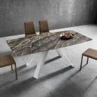 Mesa de comedor con tapa de Hpl y base de metal Made in Italy - Aresto Viadurini