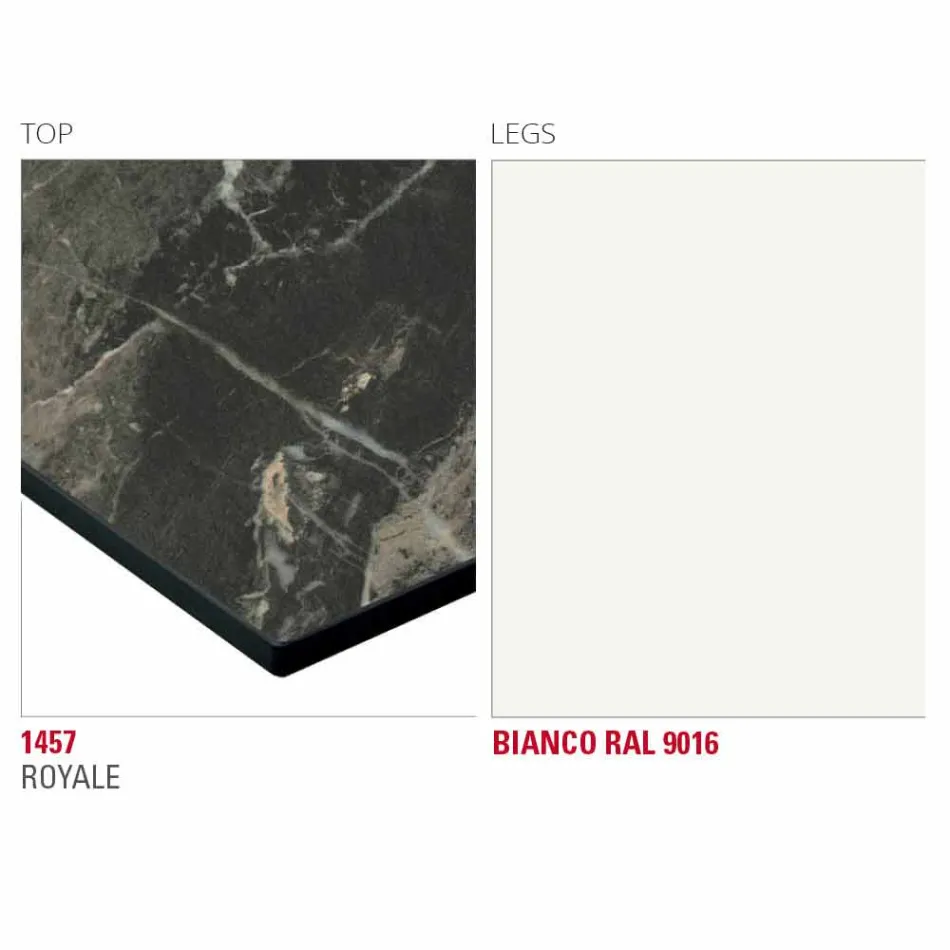 Mesa de comedor con tapa de Hpl y base de metal Made in Italy - Aresto Viadurini