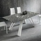 Mesa de comedor con tapa de Hpl y base de metal Made in Italy - Aresto Viadurini