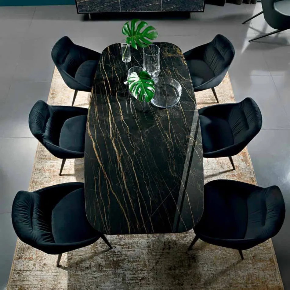 Mesa de comedor con tablero en fino hipermármol Made in Italy - Settimmio Viadurini