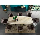 Mesa de comedor con tablero en fino hipermármol Made in Italy - Settimmio Viadurini
