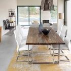 Mesa de comedor Homemotion con tapa de madera y vidrio templado - Blanco Viadurini