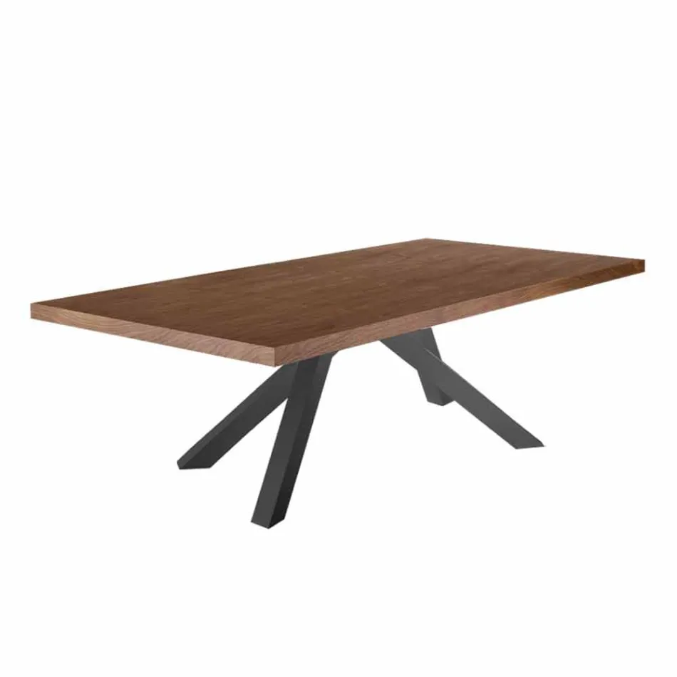 Mesa de comedor con tapa de madera chapada Made in Italy - Settimmio Viadurini