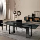 Mesa de Comedor con Tapa de Cristal Ahumado y Base de Metal 4 Dimensiones - Speck Viadurini