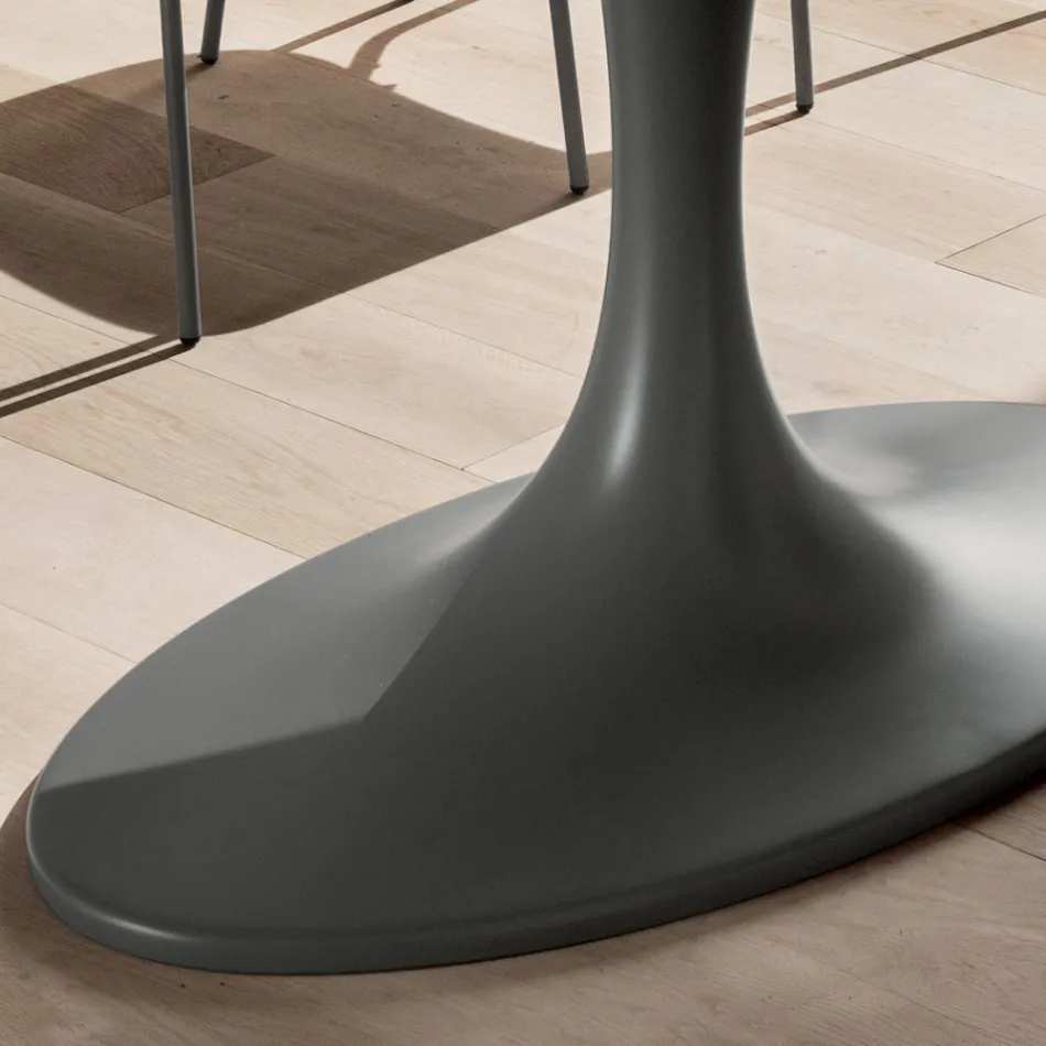 Mesa de comedor de calidad con tapa de cristal lacado Made in Italy - Brontolo Viadurini