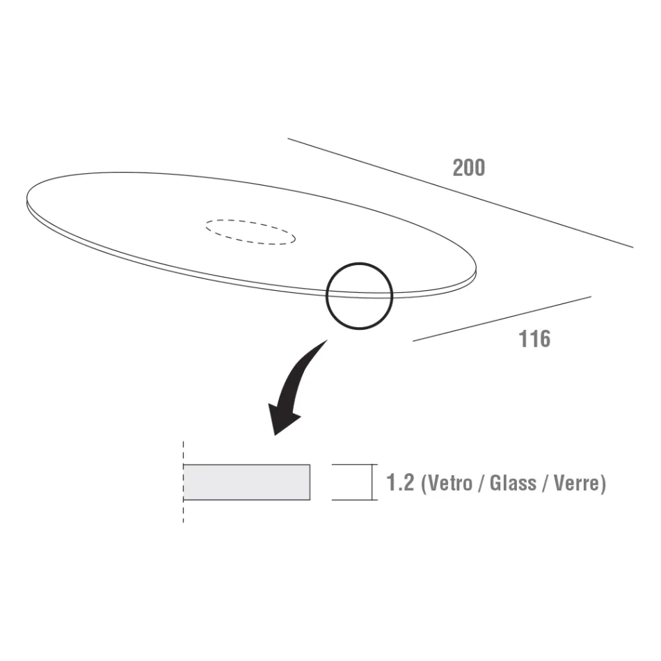Mesa de comedor de calidad con tapa de cristal lacado Made in Italy - Brontolo Viadurini
