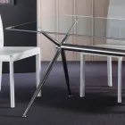 Mesa de comedor con tapa de cristal templado transparente - Thor Viadurini