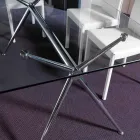 Mesa de comedor con tapa de cristal templado transparente - Thor Viadurini