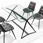 Mesa de comedor con tapa de cristal templado transparente - Thor Viadurini