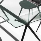 Mesa de comedor con tapa de cristal templado transparente - Thor Viadurini