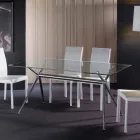 Mesa de comedor con tapa de cristal templado transparente - Thor Viadurini