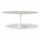 Mesa de comedor con tablero de mármol ovalado Made in Italy - Excelente Viadurini