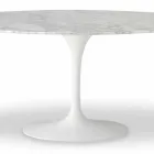 Mesa de comedor con tablero de mármol ovalado Made in Italy - Excelente Viadurini