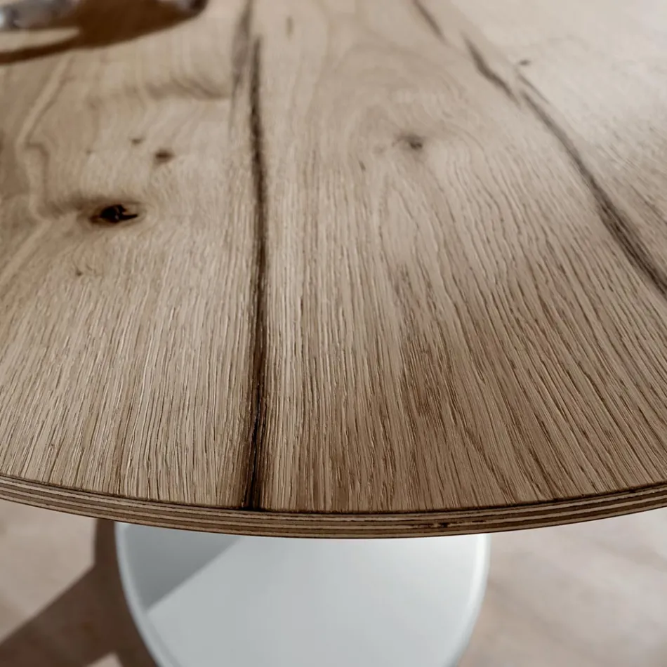 Mesa de comedor con tapa ovalada de madera contrachapada Made in Italy - Brontolo Viadurini